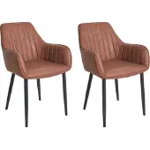 Beliani Esszimmerstuhl 2er Set Braun Samtstoff mit Schwarzen Metallbeinen Armlehnen Retro Design Polsterstuhl Wohnzimmer Esszimmer Ausstattung