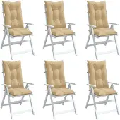vidaXL Hochlehner-Auflagen 6 Stk. Melange Beige 120x50x7 cm Stoff