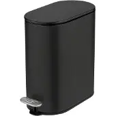 Wenko Kosmetikeimer Mod Collungo Treteimer 5l Absenkautomatik leises Schließen Metall Stahl für Badezimmer schwarz 14x28,5x29,5 cm matt mit Innenbehälter