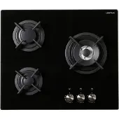 Airlux AV635HBK, Schwarz, Integriert, Gaskochfeld, Gusseisen, 3 Zone(n), 3 Zone(n)