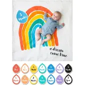 Lulujo Milestone Swaddle Blanket and Card Set - A Dream Come True, Multicolour, one Size