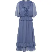 Kaffe Midikleid "Damen Kleid KAdemi", Damen, Gr. 42, N-Gr, blau (crown blau), Obermaterial: 100% Polyester PES., Kleider Midikleid