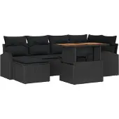 vidaXL Garten-Sofa-Set 7 Stk. Schwarz