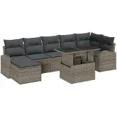 vidaXL Gartensofa-set 8 Stk. Grau Poly-Rattan