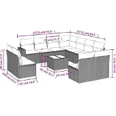 vidaXL 12-tlg. Garten-Sofagarnitur mit Kissen Beige Poly Rattan