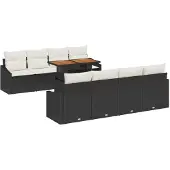 vidaXL Garten-Sofa-Set 9 stk. Schwarz Poly Rattan
