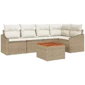 vidaXL Gartensofa-set 6 stk. Beige Poly-Rattan