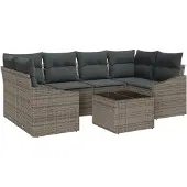 vidaXL Sofa Set 7 Stk. Grau [Synthetisch]: Poly Rattan