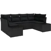 vidaXL Gartensofa-set 6 stk. Schwarz Poly-Rattan