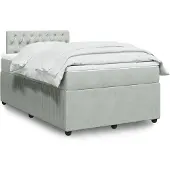 vidaXL Boxspringbett mit Matratze Hellgrau 120x190 cm Samt