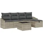 vidaXL Sofa Set 6 stk. Hellgrau Poly-Rattan