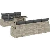 vidaXL Gartensofa-set 8 stk. Hellgrau Poly-Rattan