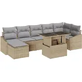 vidaXL Gartensofa-set 8 Stk. Beige und Hellgrau Poly-Rattan