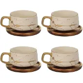Intirilife Teetasse mit Holz Untersetzer