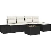 vidaXL Garten-Sofa-Set 5 stk. Braun und Creme Poly-Rattan