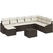 vidaXL Gartensofa-set 8 stk. Braun und Creme Poly-Rattan
