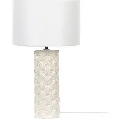 Beliani Tischlampe Beige Keramik 49 cm Stoffschirm Weiß Trommelform Elegant Modern Nachttischlampe für Schlafzimmer Wohnzimmer