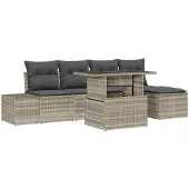 vidaXL Gartensofa-set 6 Stk. Hellgrau Poly-Rattan