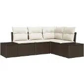 vidaXL Gartensofa-set 4 stk. Braun und Creme Poly-Rattan