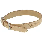 Diego & Louna Natural Leather Dog Necklace Beige 55 cm