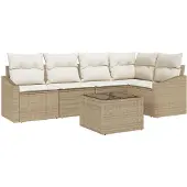 vidaXL Gartensofa-set 6 Stk. Beige und Creme Poly-Rattan