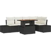 vidaXL Garten-Sofa-Set 6 stk. Schwarz Poly Rattan