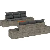 vidaXL Gartensofa-set 7 stk. Grau Poly-Rattan