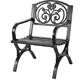 Relaxdays Gartenstuhl, mit Armlehnen, extra breit, Metall, Gartensessel antik, Vintage, HBT: 85,5 x 60 x 56 cm, schwarz