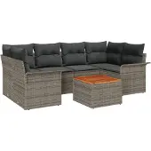 vidaXL Gartensofa-set 7 Stk. Grau Poly-Rattan
