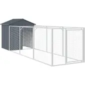vidaXL Hundehütte mit Dach Anthrazit 117x405x123 cm Verzinkter Stahl