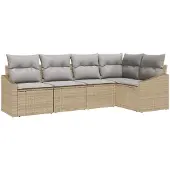 vidaXL Sofa Set 5 stk. Beige [Synthetisch]: Poly Rattan