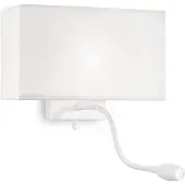 Ideal Lux Moderne Hotel Metall Wandleuchte Weiß 2 Lichter E27+Led 1,5W