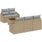 vidaXL Sofa Set 6 Stk. Beige und Hellgrau [Synthetisch]: Poly Rattan