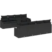 vidaXL Gartensofa-set 7 Stk. Schwarz Poly-Rattan