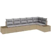 vidaXL Gartensofa-set 6 stk. Beige und Hellgrau Poly-Rattan