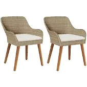 vidaXL Gartenstuhl 2 Stk. Beige Poly-Rattan