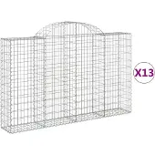 vidaXL Gabionen mit Hochbogen 13Stk. 200x30x120/140cm Verzinktes Eisen