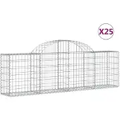 vidaXL Gabionen mit Hochbogen 25 Stk. 200x30x60/80 cm Verzinktes Eisen