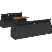 vidaXL Garten-Sofa-Set 8 Stk. Schwarz