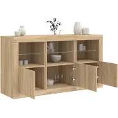 vidaXL Sideboard mit LED-Leuchten Sonoma-Eiche 123x37x67 cm
