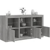vidaXL Sideboard mit LED-Leuchten Grau Sonoma 123x37x67 cm