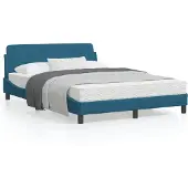 vidaXL Bettgestell mit Kopfteil "Dover" Blau 120x200 cm Samt