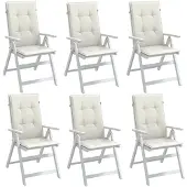 vidaXL Hochlehner-Auflagen 6 Stk. Melange Creme 120x50x4 cm Stoff