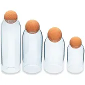 Intirilife Aufbewahrungsbehälter Set aus Glas mit Kork-Kugel 4-teiliges Set - 1.2 L / 930 ml / 670 ml / 400 ml Füllmenge - Vorratsbehälter Glasdosen für Lebensmittel Süßigkeiten Gewürze Kaffee Zucker