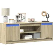vidaXL TV-Schrank mit LED-Beleuchtung Sonoma-Eiche 139,5x34x50 cm