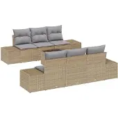 vidaXL Sofa Set 7 stk. Beige [Synthetisch]: Poly Rattan