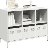 vidaXL Sideboard Weiß 101,5x39x73,5 cm Kaltgewalzter Stahl