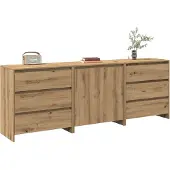 vidaXL 3-tlg. Sideboard Artisan-Eiche Holzwerkstoff