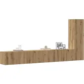 vidaXL 3-tlg. TV-Schrank-Set Wandmontage Artisan-Eiche Holzwerkstoff