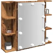 vidaXL Spiegelschrank mit LED Altholz 70x16,5x60 cm